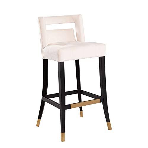 Ivory Tufted Velvet Bar Stool Q75478