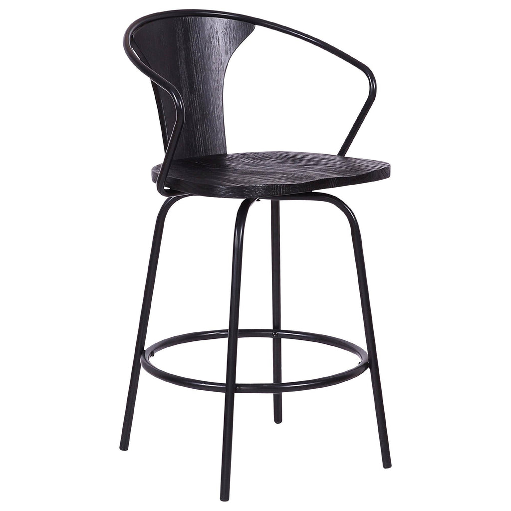 Swivel Black Wood and Metal Bar Stool N1313