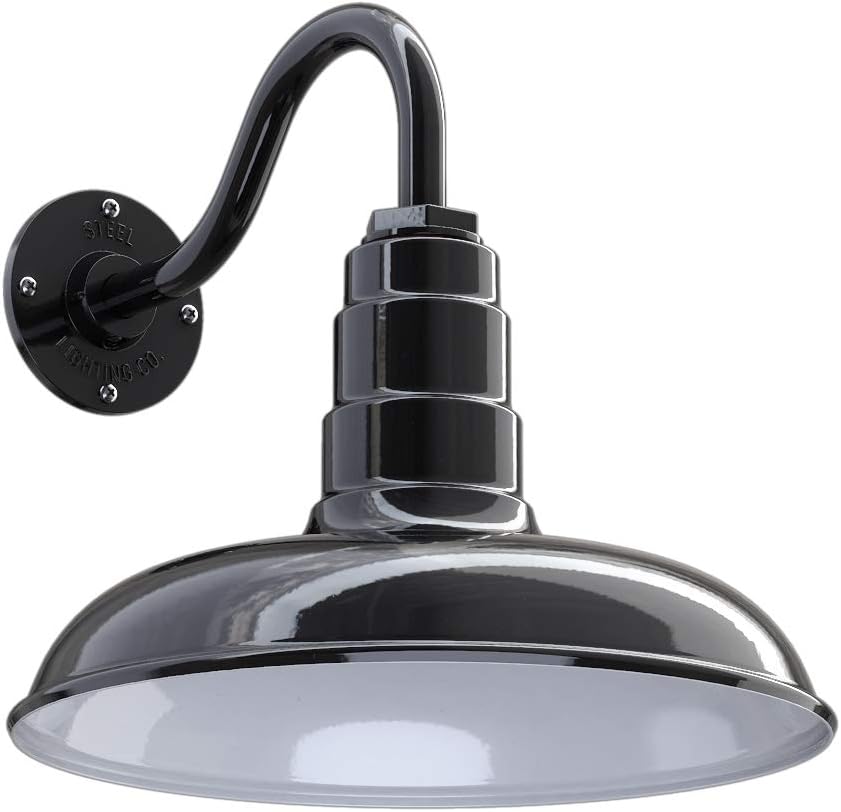 Gooseneck Barn Light with Steel Dome (11 Gooseneck, Green) Q839495