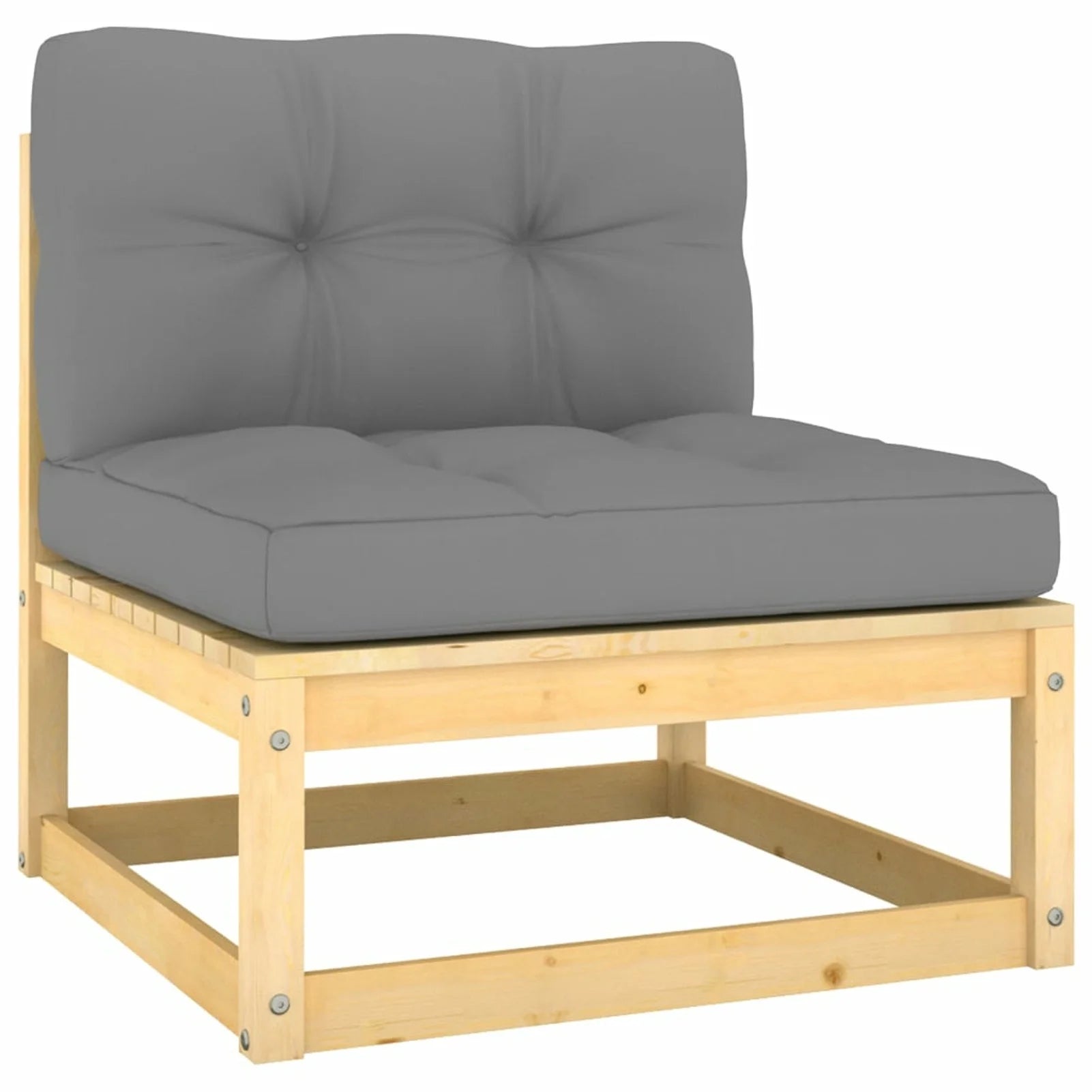 4 Piece Patio Lounge Set with Gray Cushion Pinewood Sectional Outdoor Furniture Set X7202