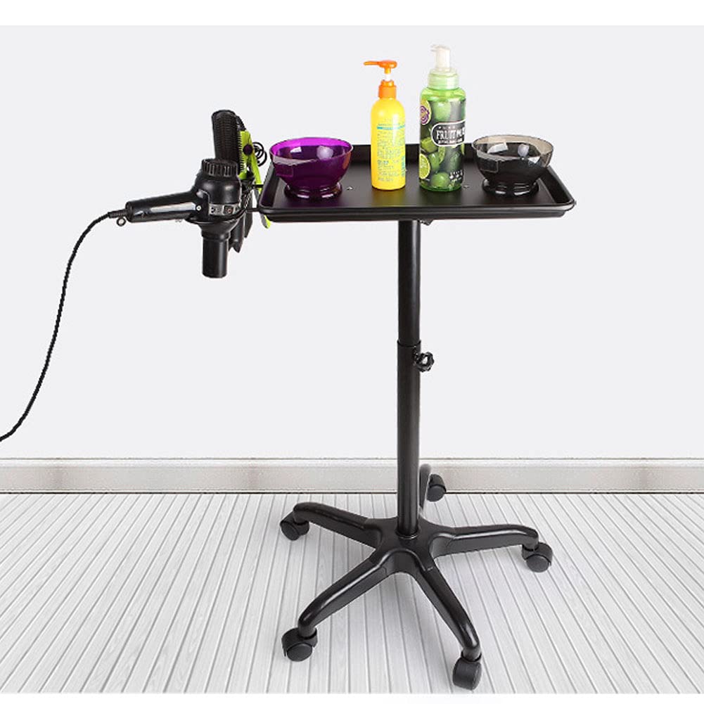 Black Aluminum Salon Tray Cart with Wheels U47561