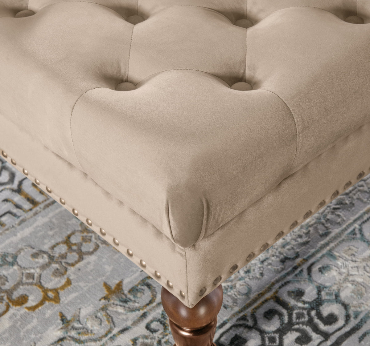 Velvet Square Tufted Ottoman M137390