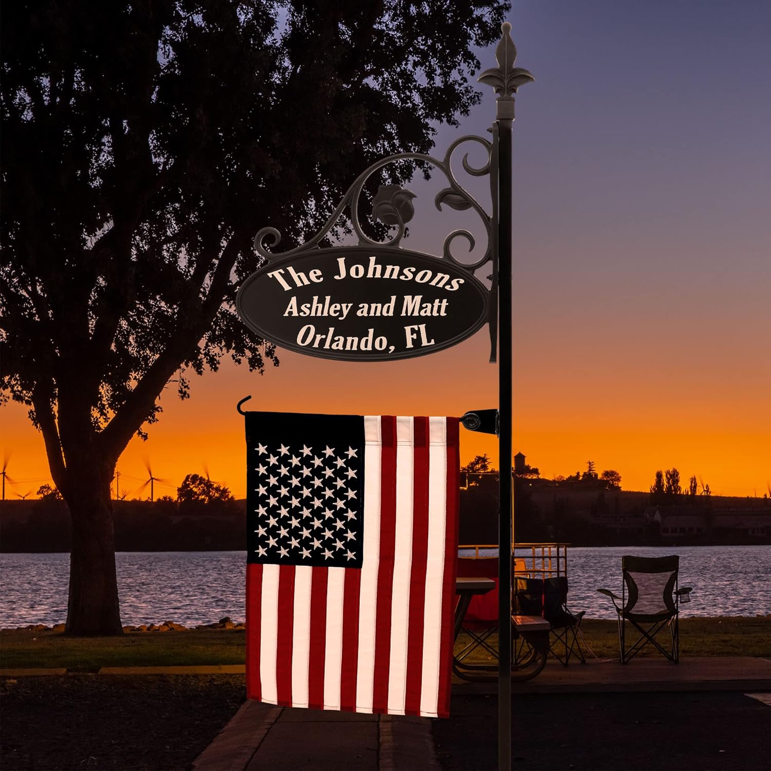 Double Sided Reflective Camping RV Park Sign with Flag U545