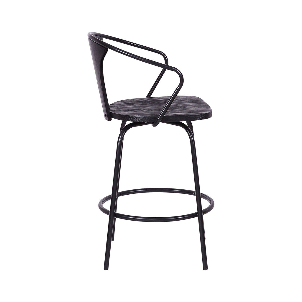 Swivel Black Wood and Metal Bar Stool N1313