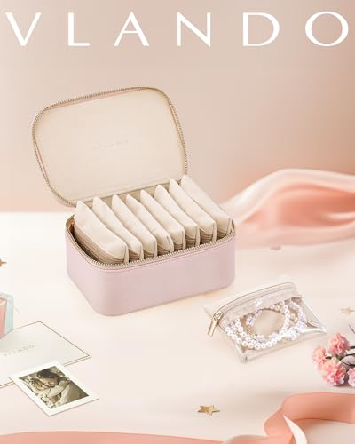Green PU Leather Small Jewelry Case with 6 Zipper Velvet Bags P10380