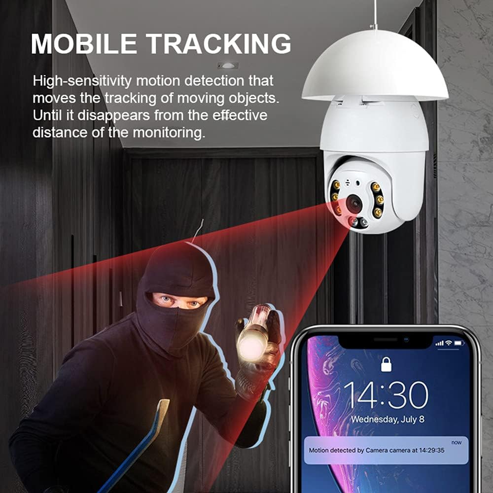2K 3.0MP Wireless PTZ Security Camera with E27 Bulb Connector, Pack of 2 H325014