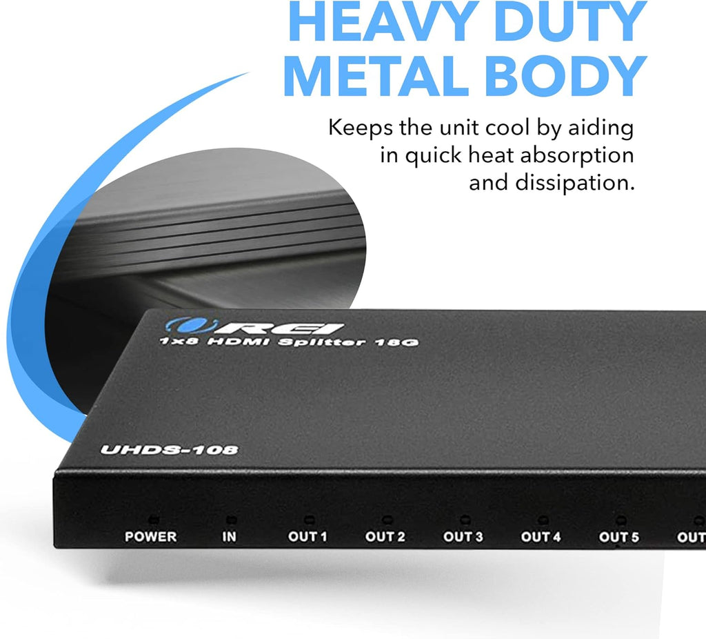 1x8 2.0 HDMI Splitter 8 Ports, 4K at 60Hz, Pack of 2 L61118