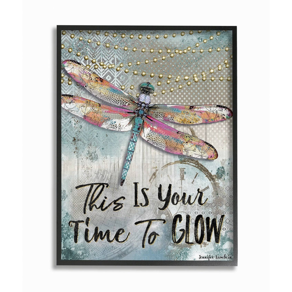 Blue Lights Inspirational Dragonfly Black Framed 24 x 30 T6370