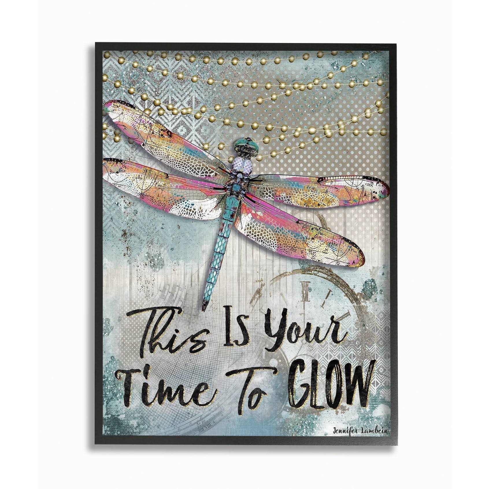 Blue Lights Inspirational Dragonfly Black Framed 24 x 30 T6370