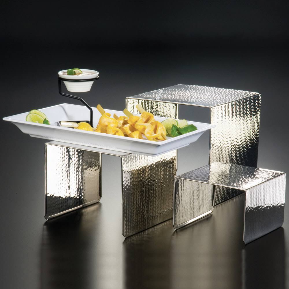 3-Piece Hammered Stainless Steel Riser Set S49786