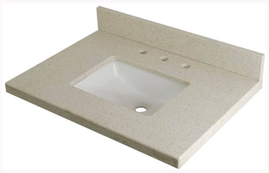 White Quartz Vanity Top with Square Undermount Sink Y59315