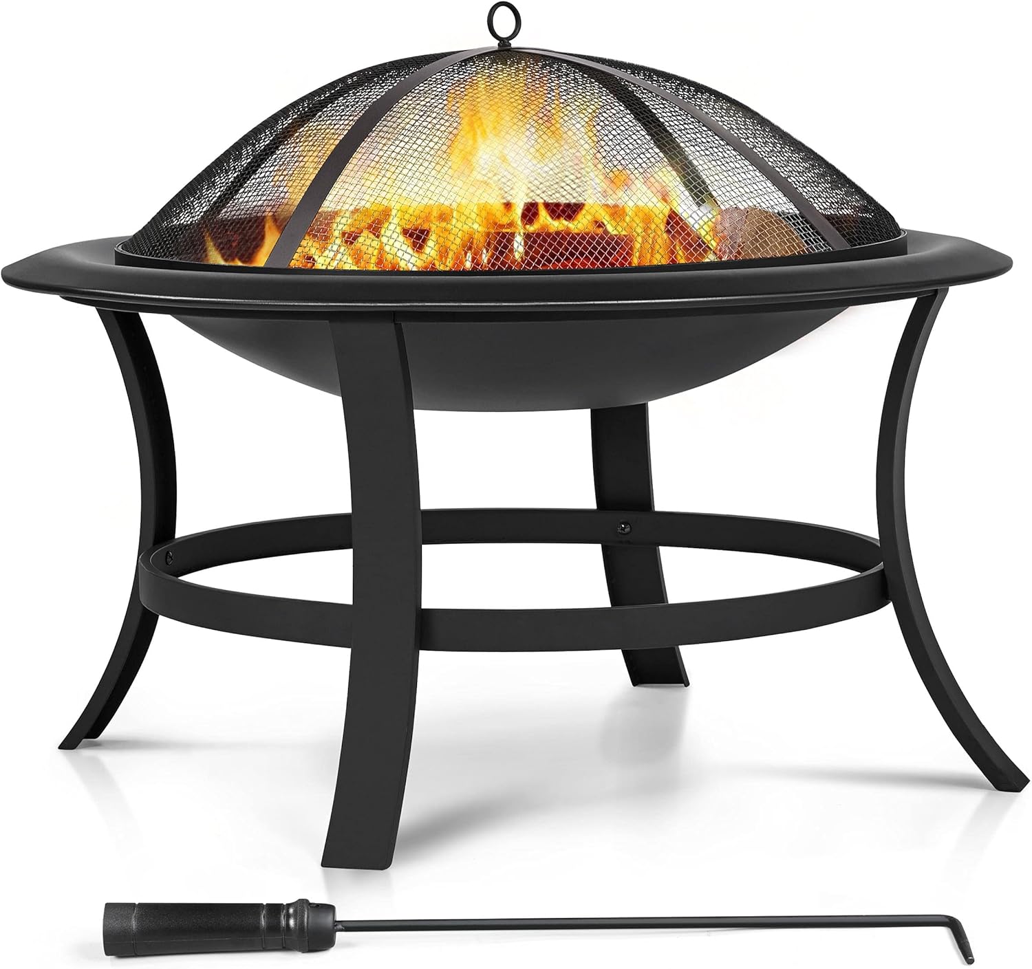 29'' Wood Burning Fire Pit with Grate & Spark Screen Cover J273149
