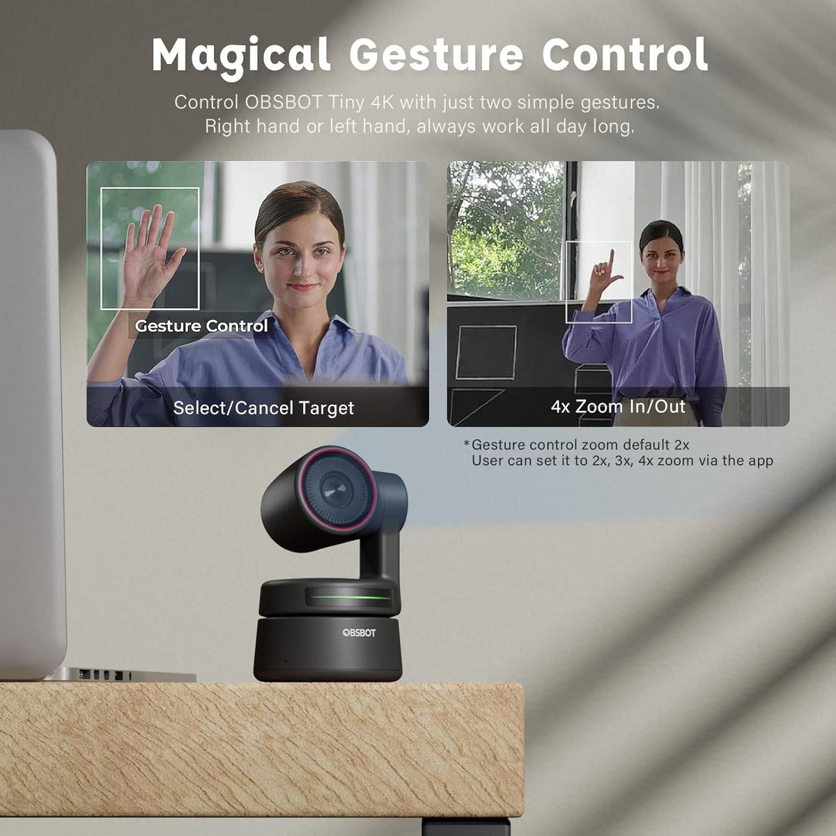 4K PTZ Webcam with Dual Omni-Directional Mic 4X Zoom Q415
