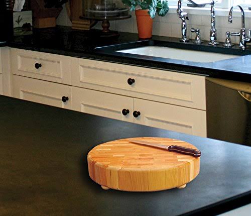 Wood End Grain Round Cutting Slab with Feet G106696