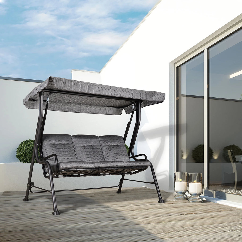 Metal Porch Swing Chair Bench with Adjustable Canopy Y6185