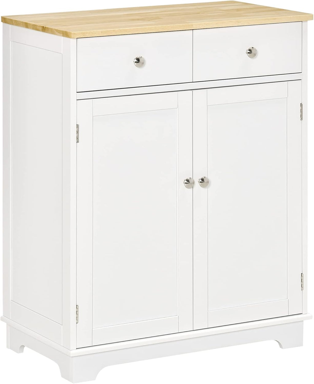 Black Kitchen Sideboard Floor Storage Cabinet with Solid Wood Top, Adjustable Shelf, Drawer P892803