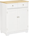 Black Kitchen Sideboard Floor Storage Cabinet with Solid Wood Top, Adjustable Shelf, Drawer P892803