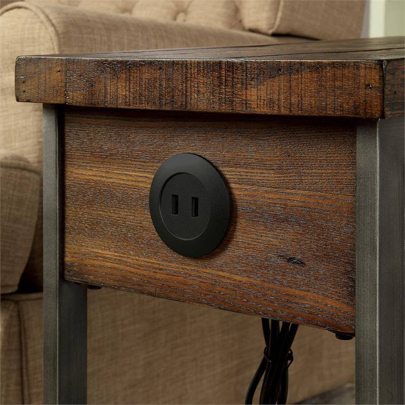 Rustic Metal Frame Side Table in Oak A223143