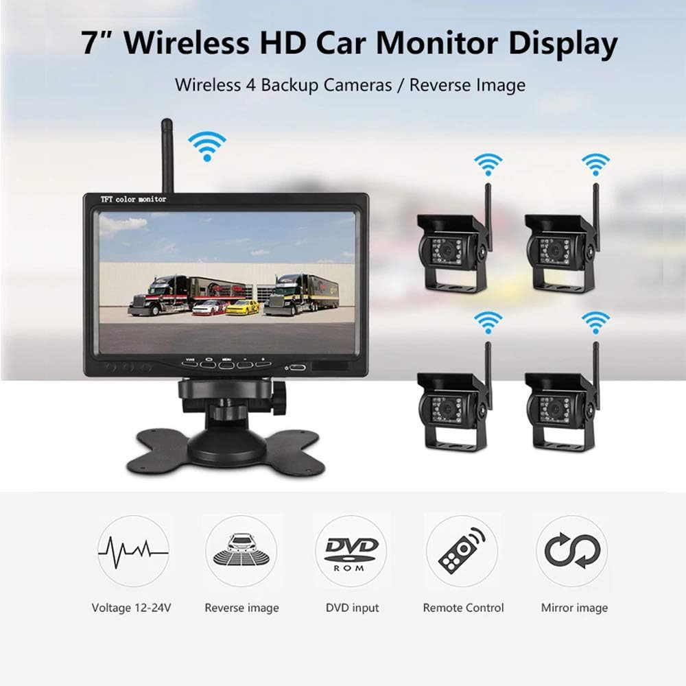 Waterproof Wireless Backup Camera with 7 HD LCD Monitor Kit U344