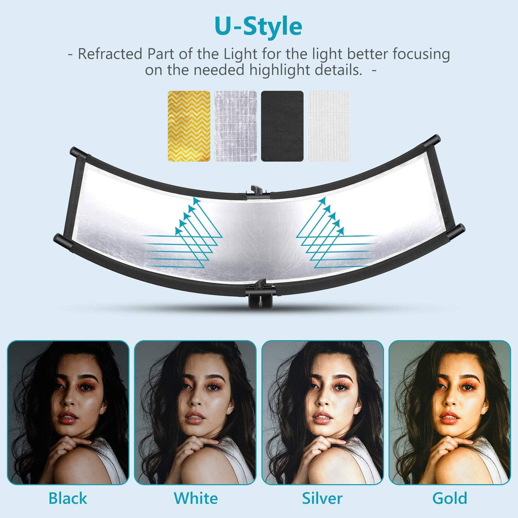 Black/White/Gold/Silver Photography Curved Lighting Reflector with Carrying Bag C4789