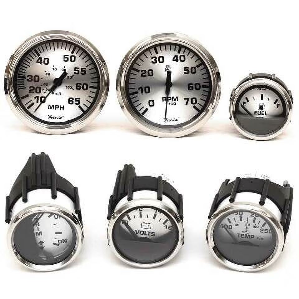 6 PC Spun Silver Mercury Gauge Set J2114