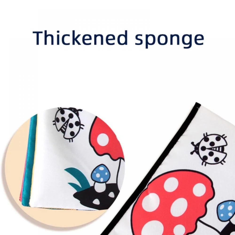 Tummy Time Floor Mirror with Crinkle Cloth Book and Teethers, High Contrast Black and White Baby Toys, Montessori Sensory Crawling Toy H3804