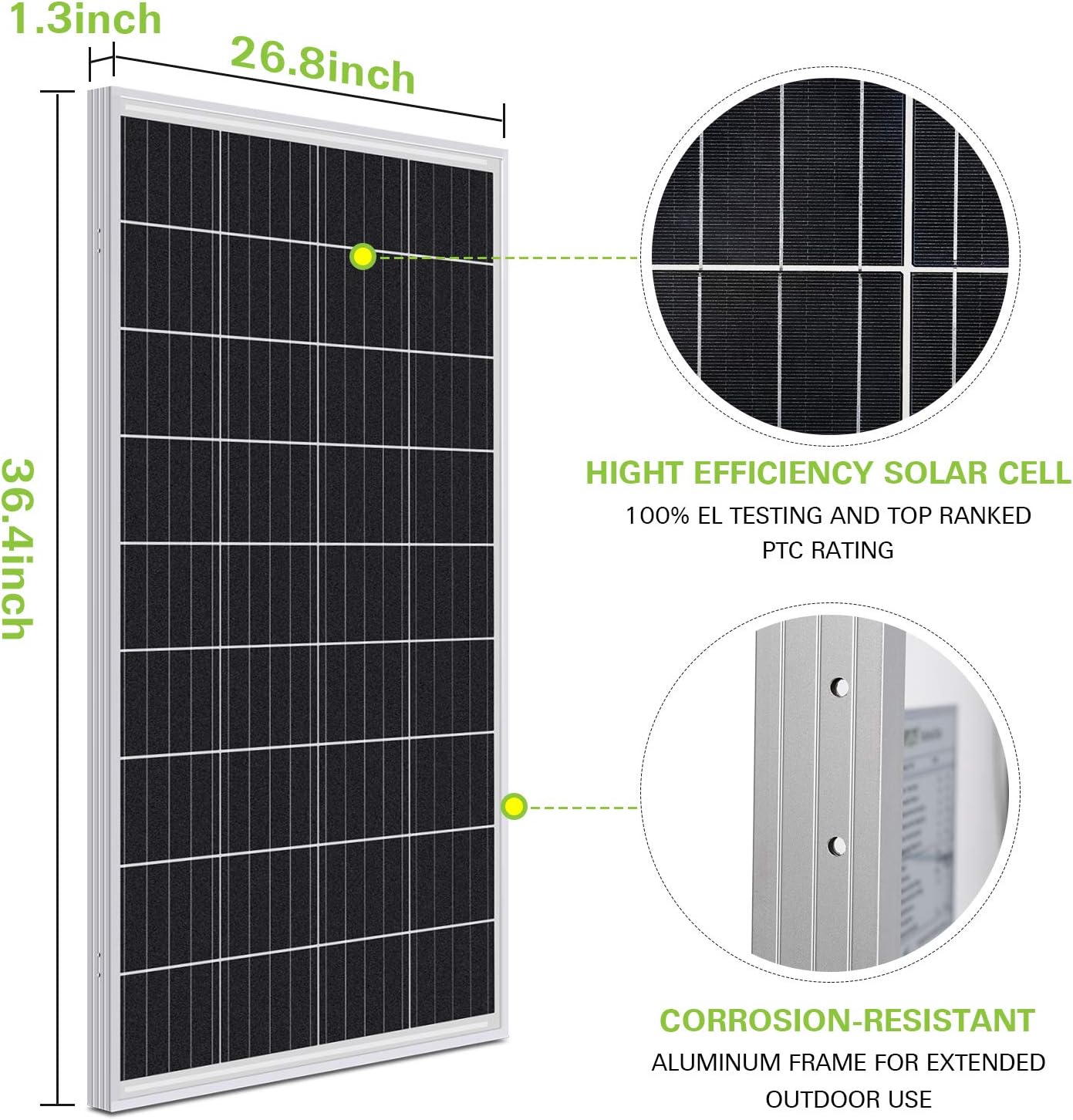 100 Watt 12 Volt Monocrystalline Solar Panel T279419