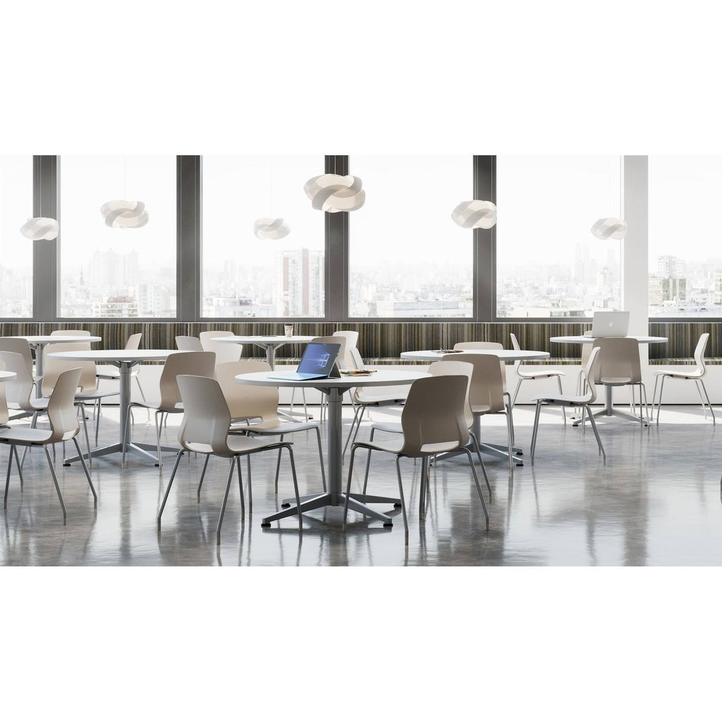 Square Pedestal Table Cherry Top Silver Base Bistro Height X44500