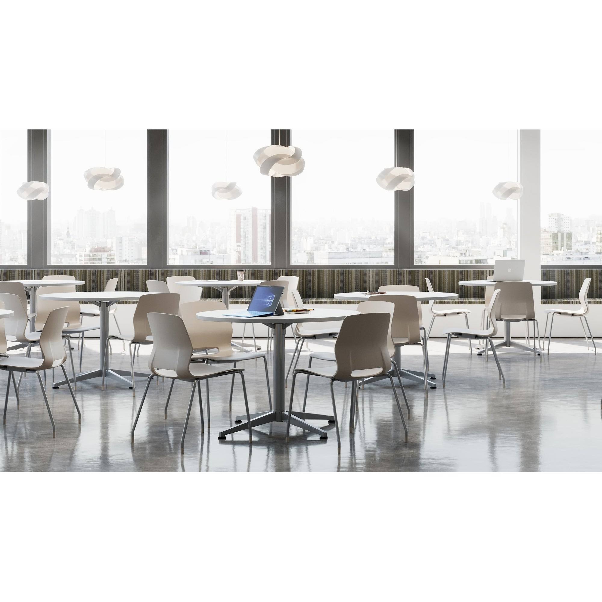 Square Pedestal Table Cherry Top Silver Base Bistro Height X44500