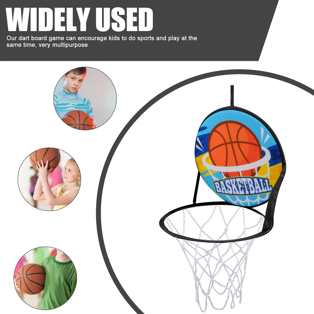 Double Sided Basketball Hoop Dart Board Sticky Ball Set Q21332