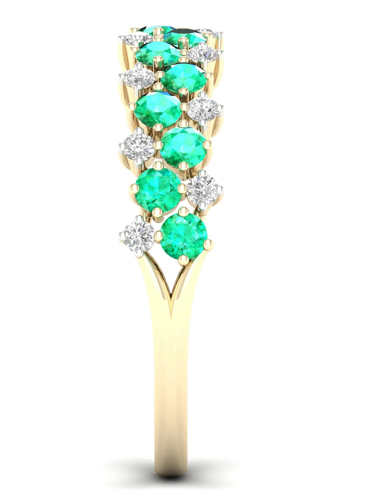 10k Yellow Gold Emerald Diamond Women's Band F78360