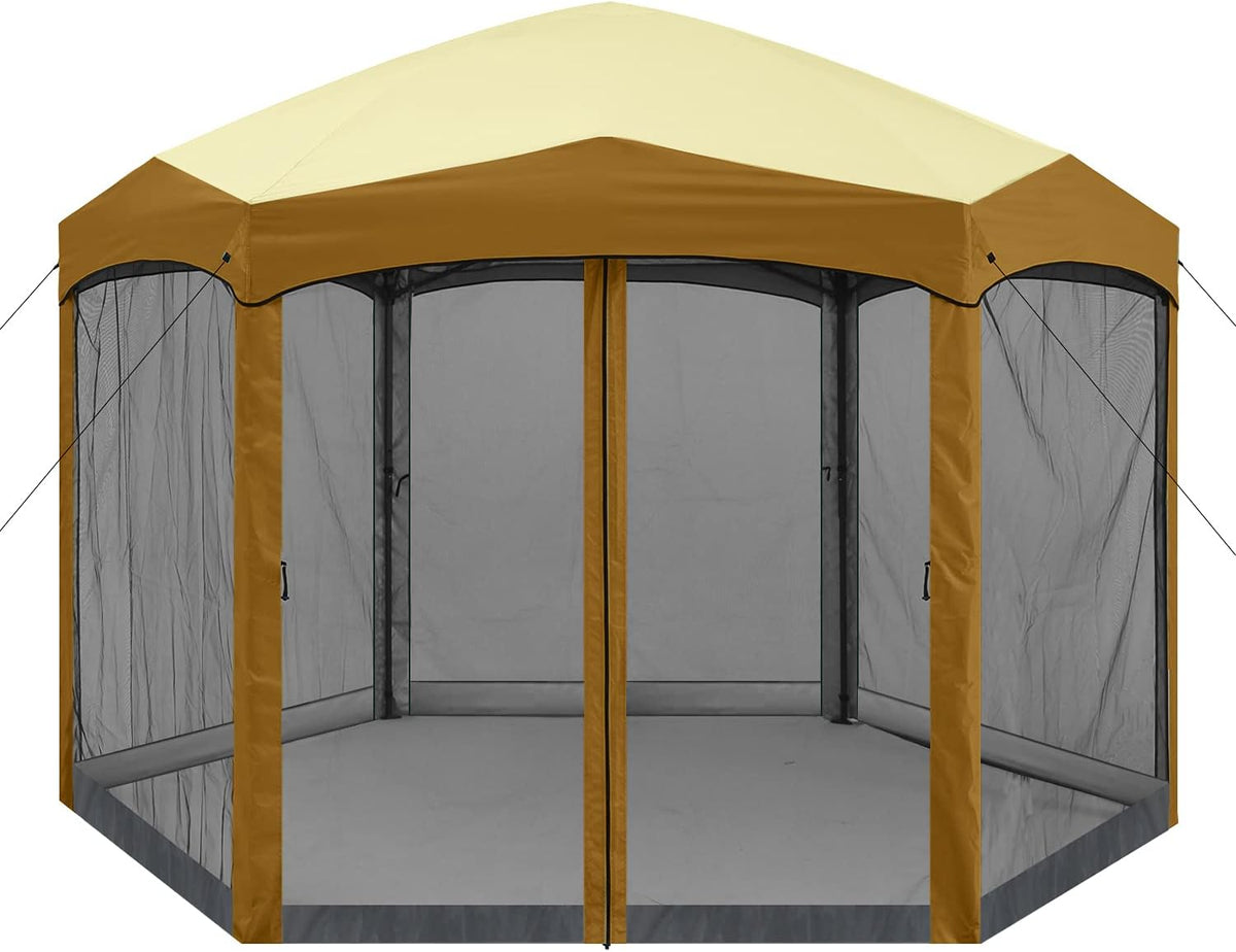 12x12 ft Hexagon Pop Up Gazebo with Netting D509