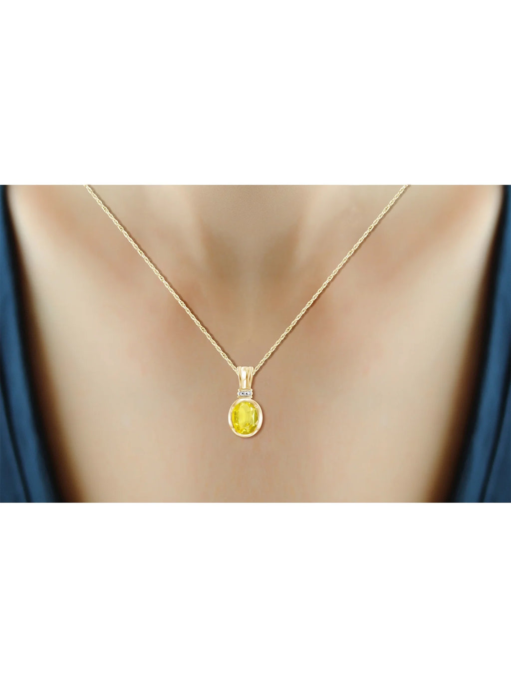 14K Gold Plated Silver Necklace with Genuine 2.00 CTW Yellow Sapphire K75911