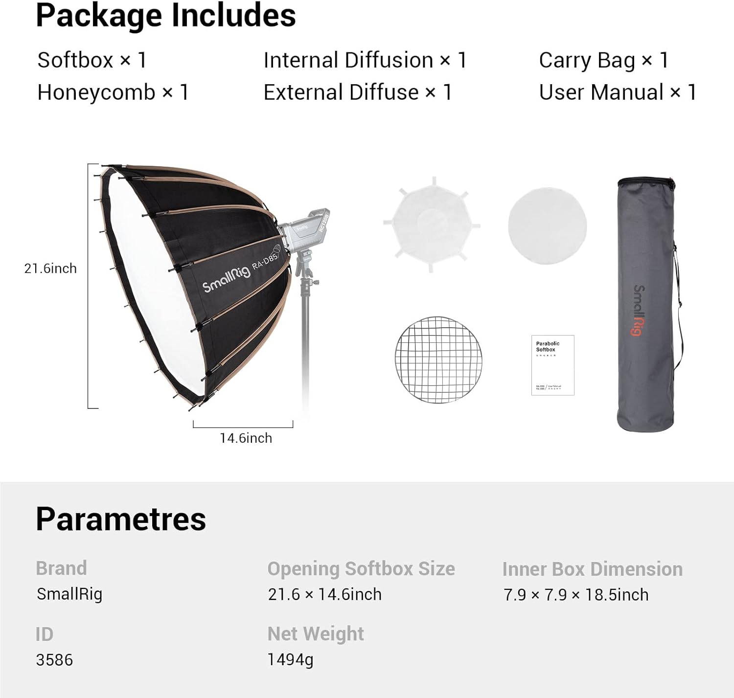Parabolic Softbox Quick Release 33.5 Inch W5733