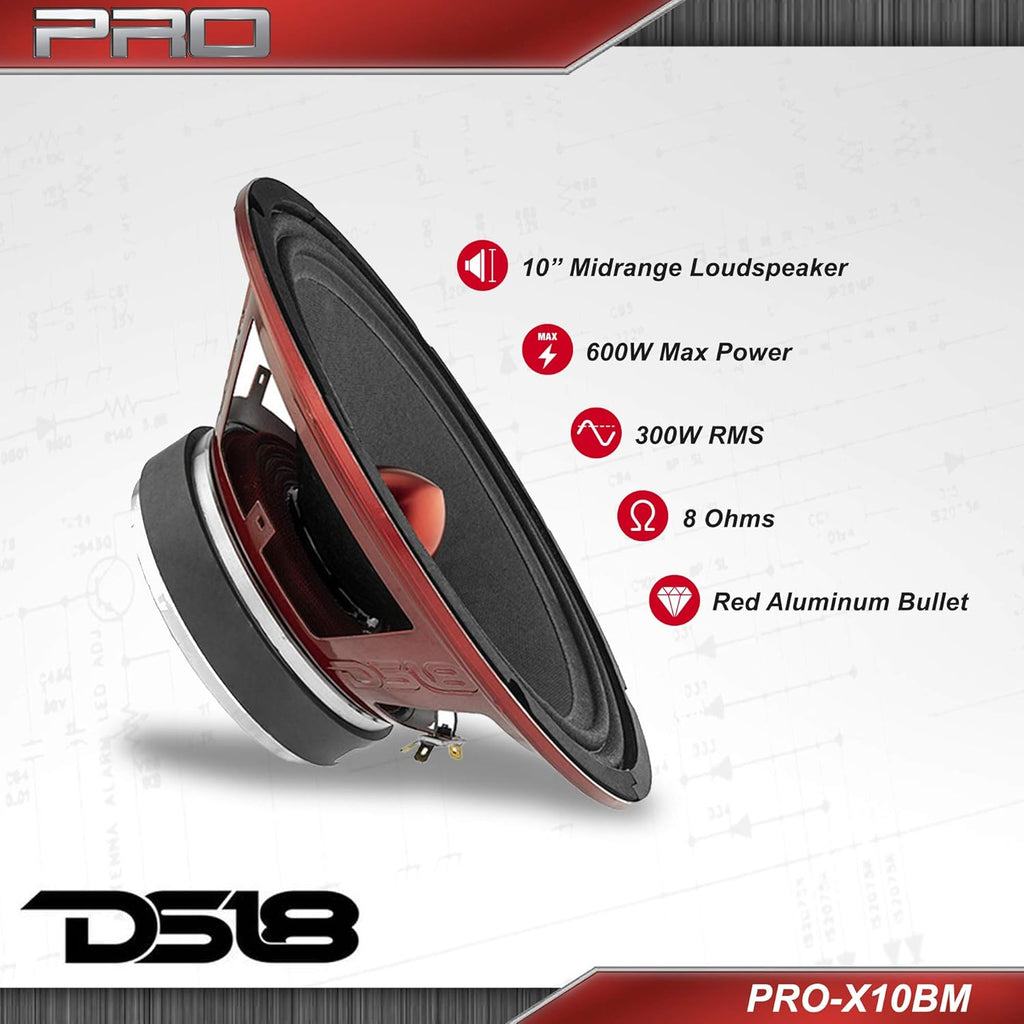 6.5 Midrange Red Aluminum Bullet 4 Ohms Car Audio Door Speakers Pack of 2 A8643