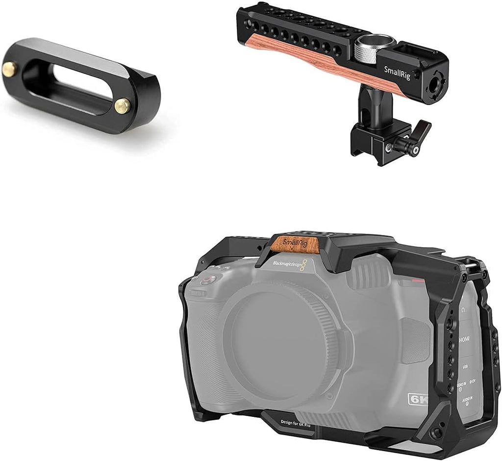 Cage for BMPCC 6K Pro with Quick Release Safety Rail and NATO Top Handle X30457