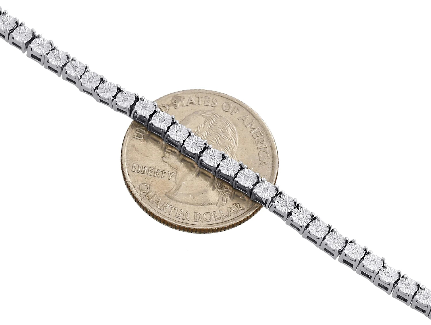 Mens 1 Row Diamond Link Choker Chain 18" Sterling Silver G3572