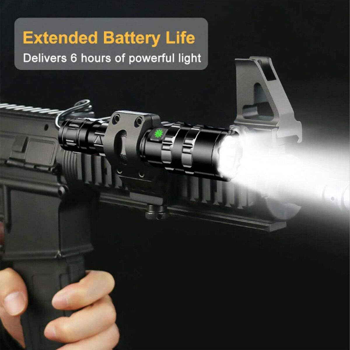 2 Pack Tactical Flashlight with Rail Mount, 4000 Lumen LED Weapon Light T359