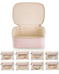 Green PU Leather Small Jewelry Case with 6 Zipper Velvet Bags P10380