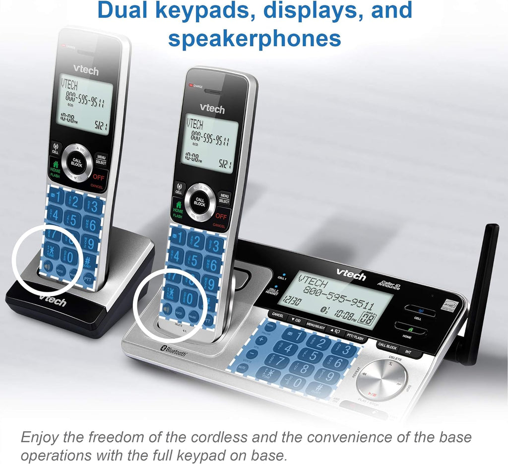 5 Handset Cordless Phone with Answering System, Silver & Black N1419