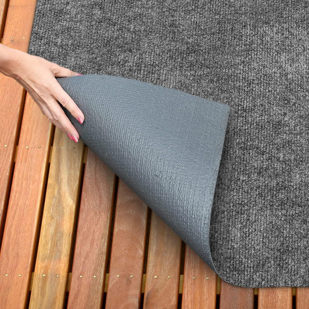 Gray 6 Feet x 30 Feet Indoor Outdoor Carpet with Rubber Backing N813