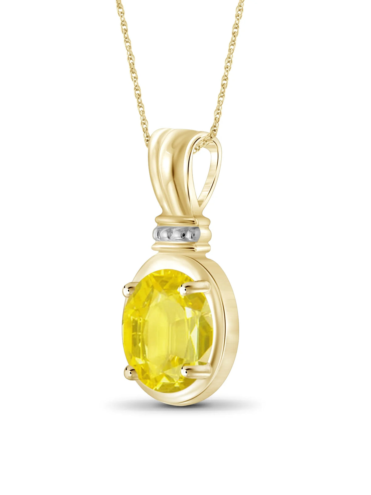 14K Gold Plated Silver Necklace with Genuine 2.00 CTW Yellow Sapphire K75911