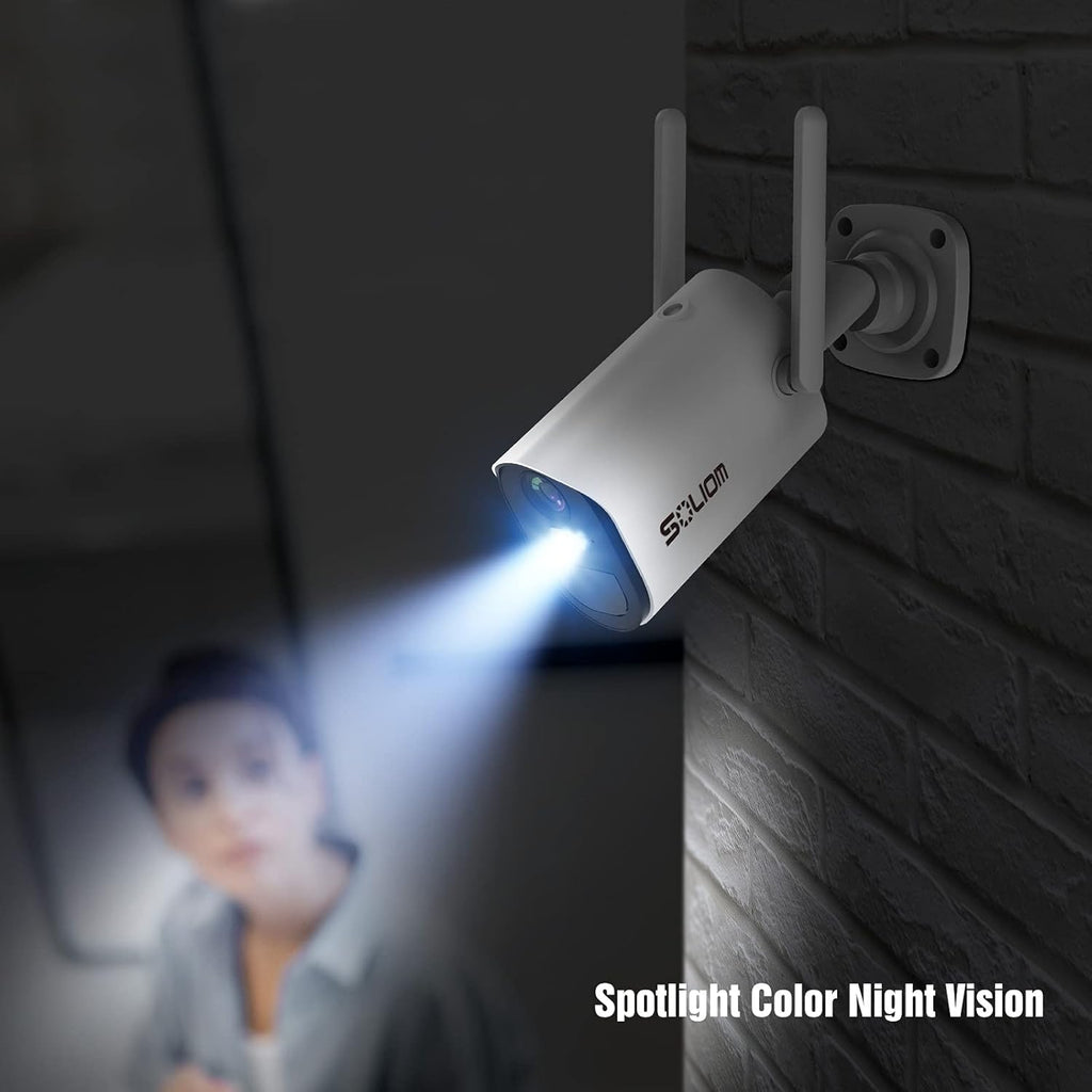 Solar Security Camera Outdoor Wireless Battery Powered 1080p with Spotlight Color Night Vision Two-Way Talk Siren Alarm Motion Detection Y119