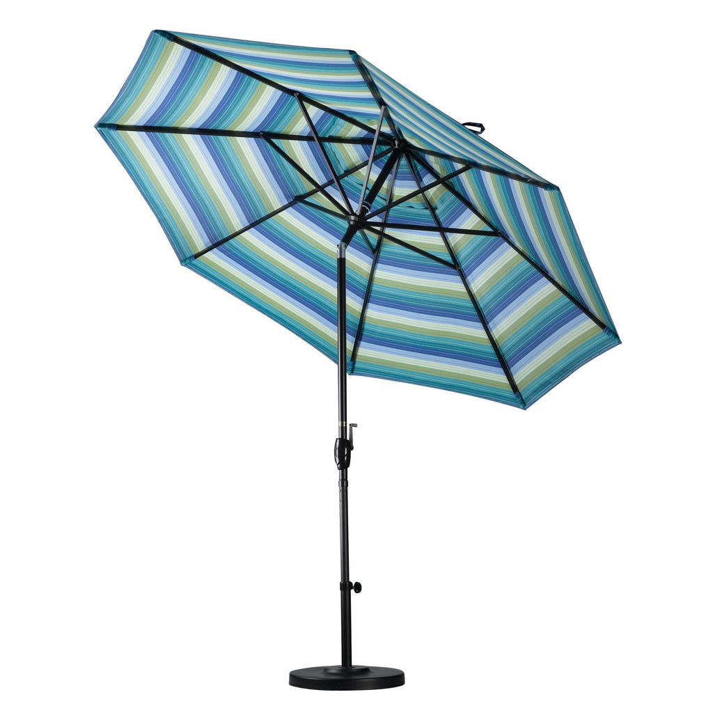 9 ft. Aluminum Market Umbrella Push Tilt Black Olefin Frost Blue C974366