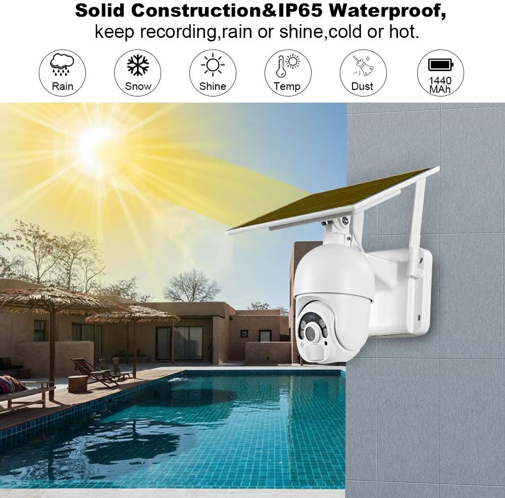 Solar Security Camera Outdoor with PIR Motion Detection and Colorful Night Vision A252665