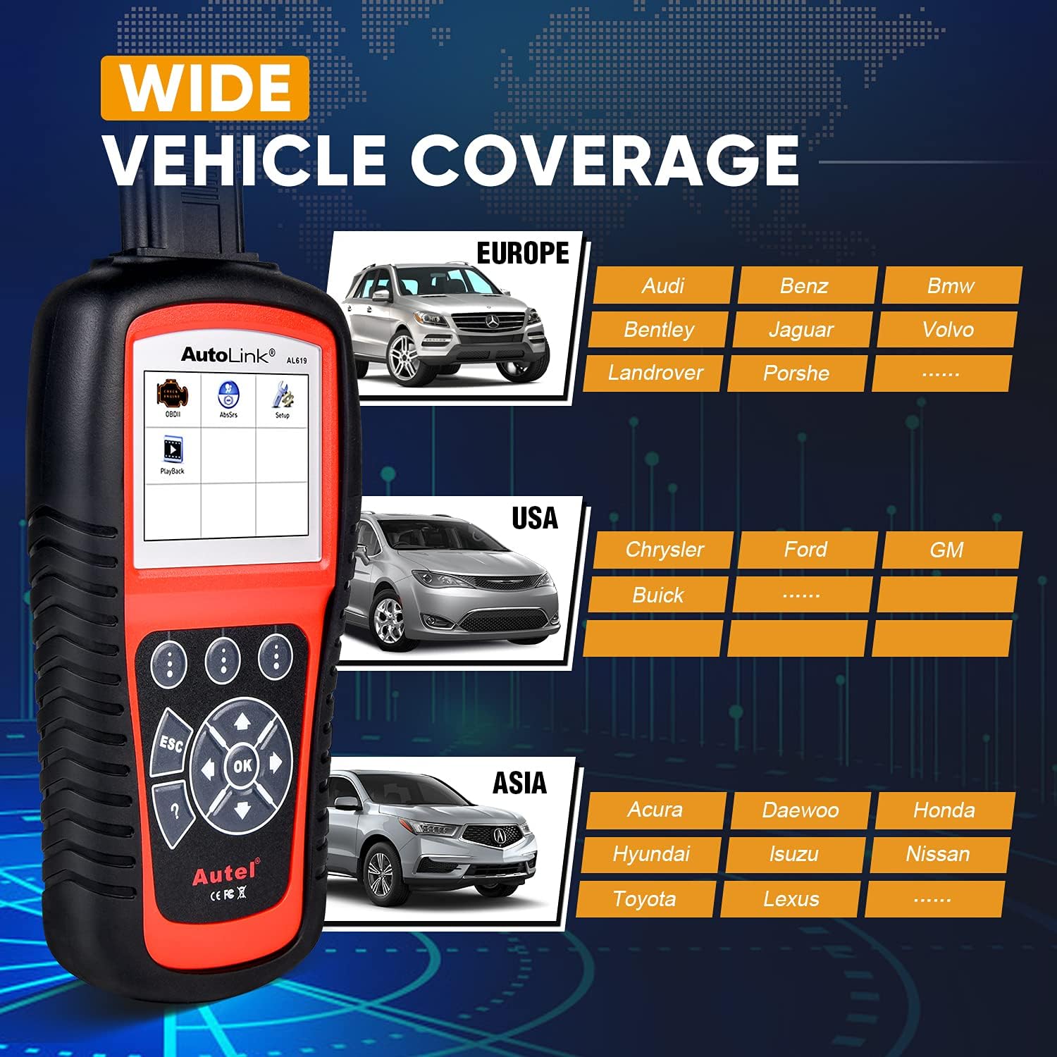 OBD2 Scanner with ABS and SRS Airbag Diagnostic O722