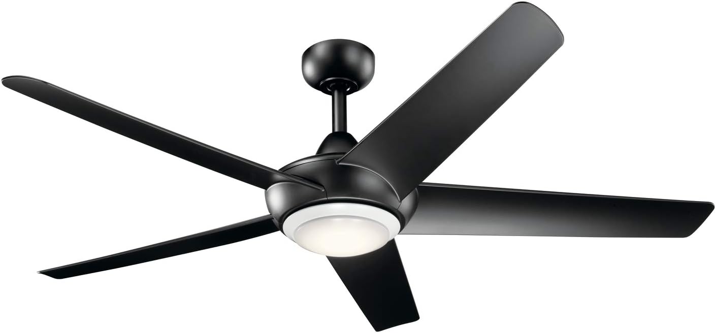 52 inch LED Ceiling Fan in Nickel with Frosted White Polycarbonate Lens L2744