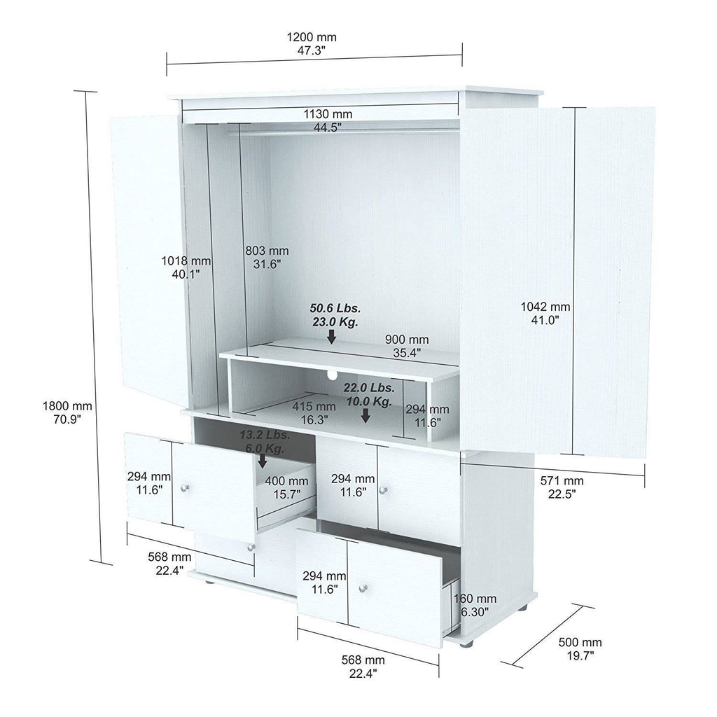 White AV Video Combo Armoire O468