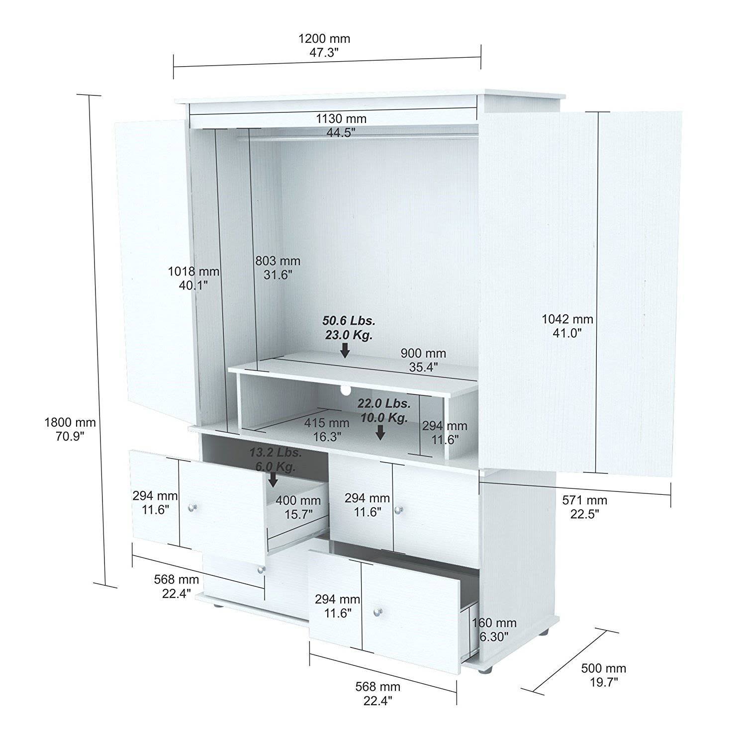 White AV Video Combo Armoire O468