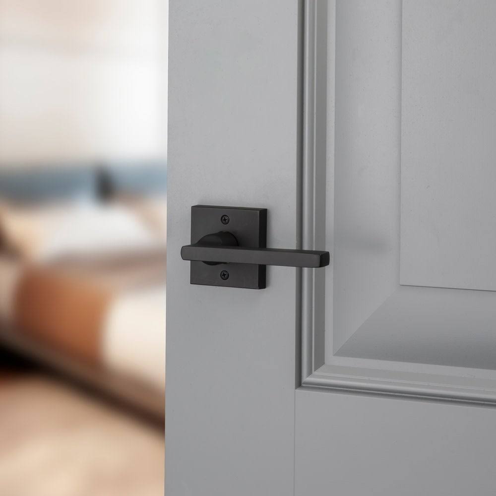 Satin Black Square Privacy Lever Set C609